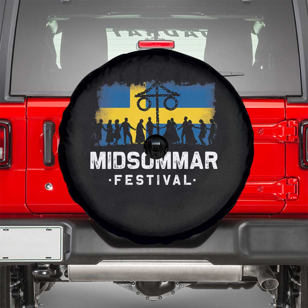 Funny Midsommar Festival Spare Tire Cover Sweden Summer Festival Maypole TS11 Black Print Your Wear