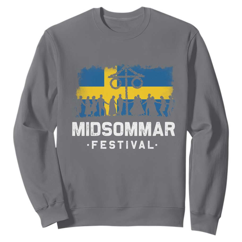 Funny Midsommar Festival Sweatshirt Sweden Summer Festival Maypole TS11 Charcoal Print Your Wear