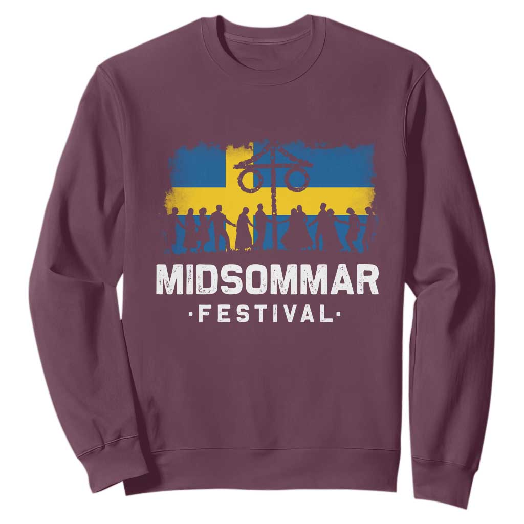Funny Midsommar Festival Sweatshirt Sweden Summer Festival Maypole TS11 Maroon Print Your Wear