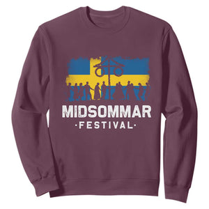 Funny Midsommar Festival Sweatshirt Sweden Summer Festival Maypole TS11 Maroon Print Your Wear
