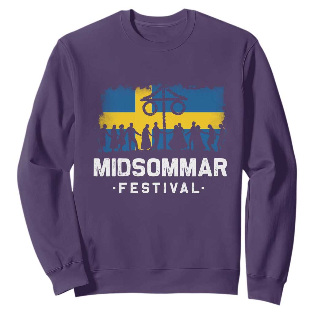 Funny Midsommar Festival Sweatshirt Sweden Summer Festival Maypole TS11 Purple Print Your Wear