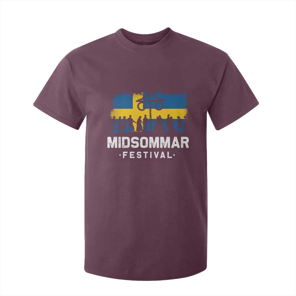 Funny Midsommar Festival T Shirt For Kid Sweden Summer Festival Maypole TS11 Maroon Print Your Wear