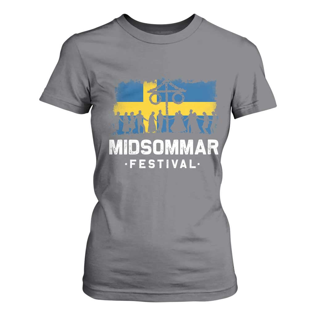 Funny Midsommar Festival T Shirt For Women Sweden Summer Festival Maypole TS11 Charcoal Print Your Wear