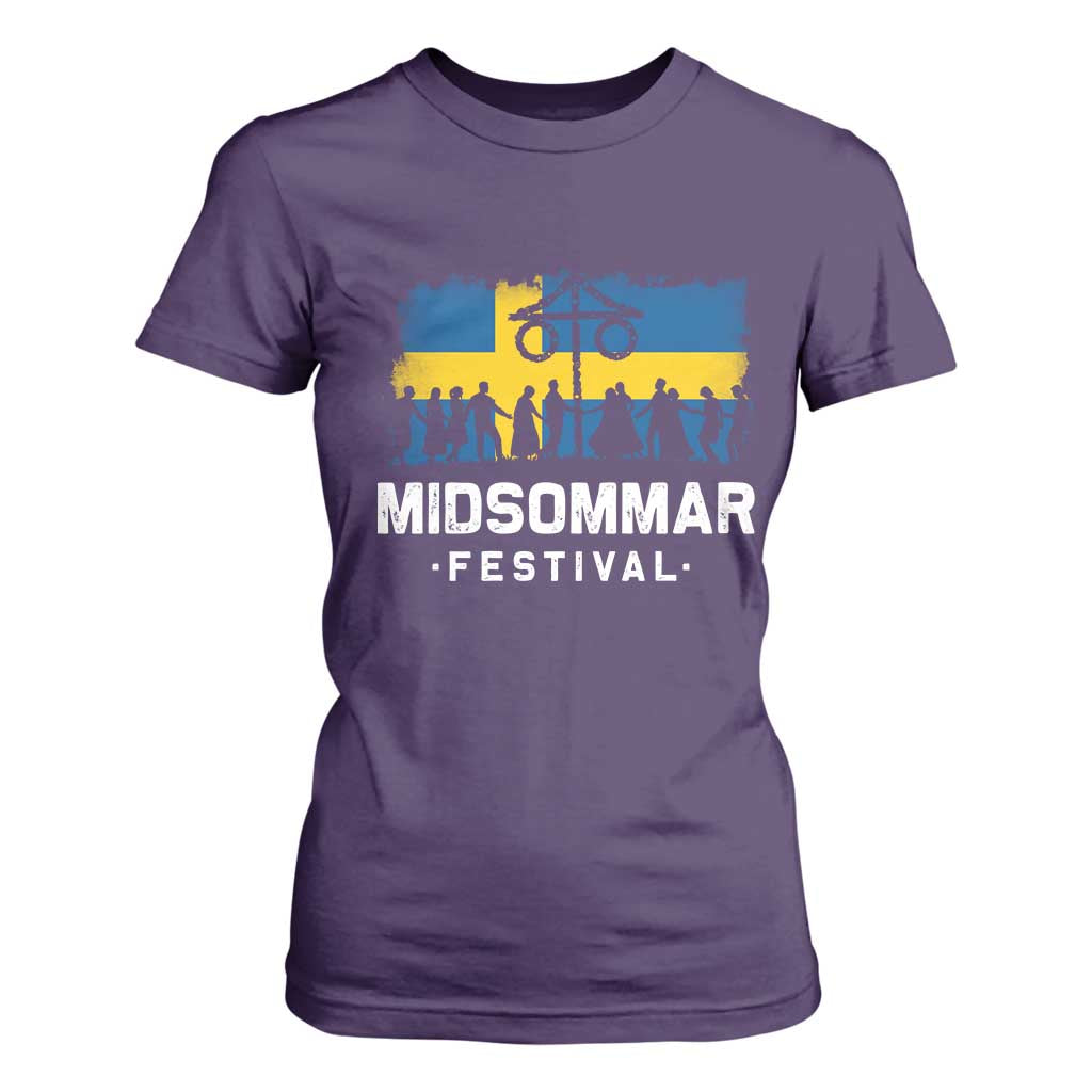 Funny Midsommar Festival T Shirt For Women Sweden Summer Festival Maypole TS11 Purple Print Your Wear