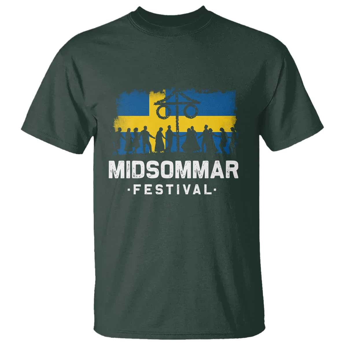 Funny Midsommar Festival T Shirt Sweden Summer Festival Maypole TS11 Dark Forest Green Print Your Wear