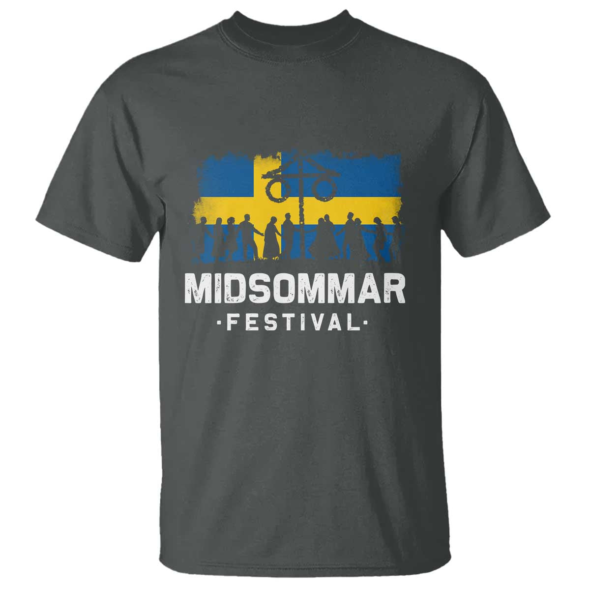 Funny Midsommar Festival T Shirt Sweden Summer Festival Maypole TS11 Dark Heather Print Your Wear