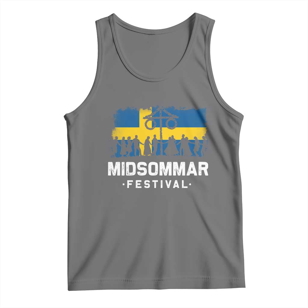 Funny Midsommar Festival Tank Top Sweden Summer Festival Maypole TS11 Black Heather Print Your Wear