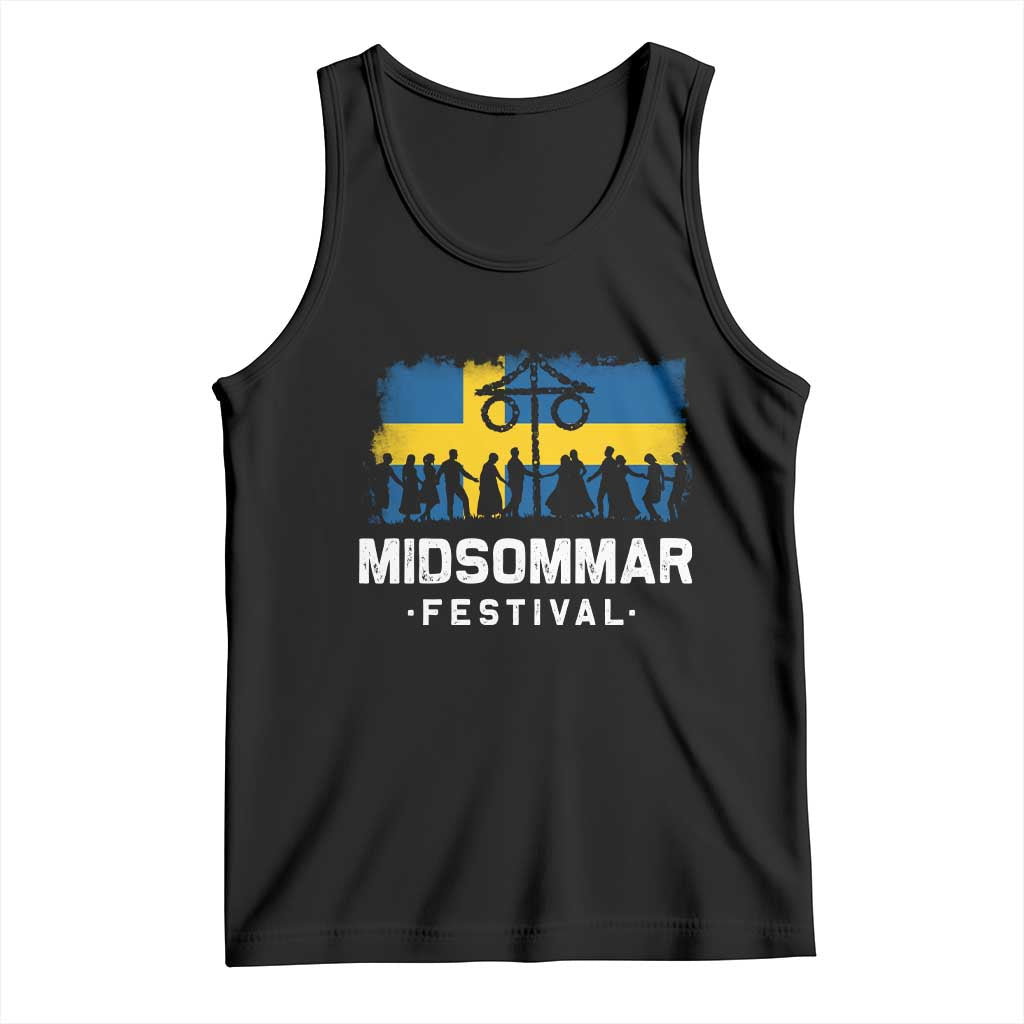 Funny Midsommar Festival Tank Top Sweden Summer Festival Maypole TS11 Black Print Your Wear