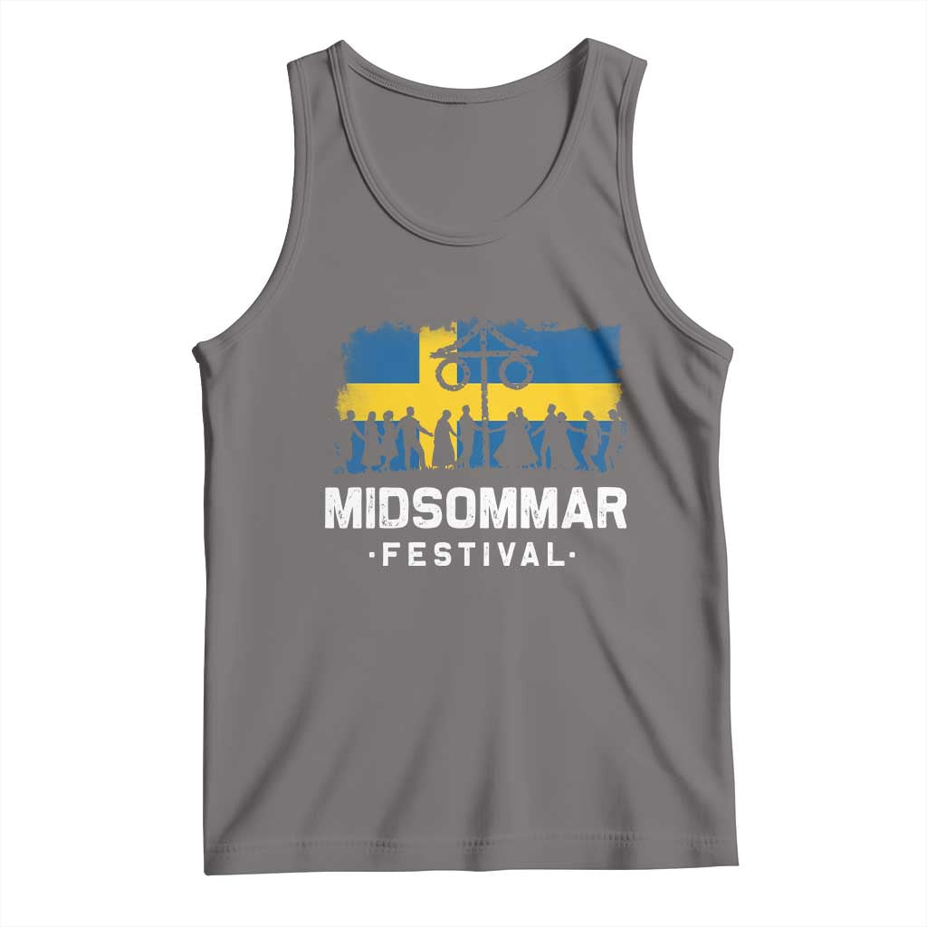 Funny Midsommar Festival Tank Top Sweden Summer Festival Maypole TS11 Deep Heather Print Your Wear