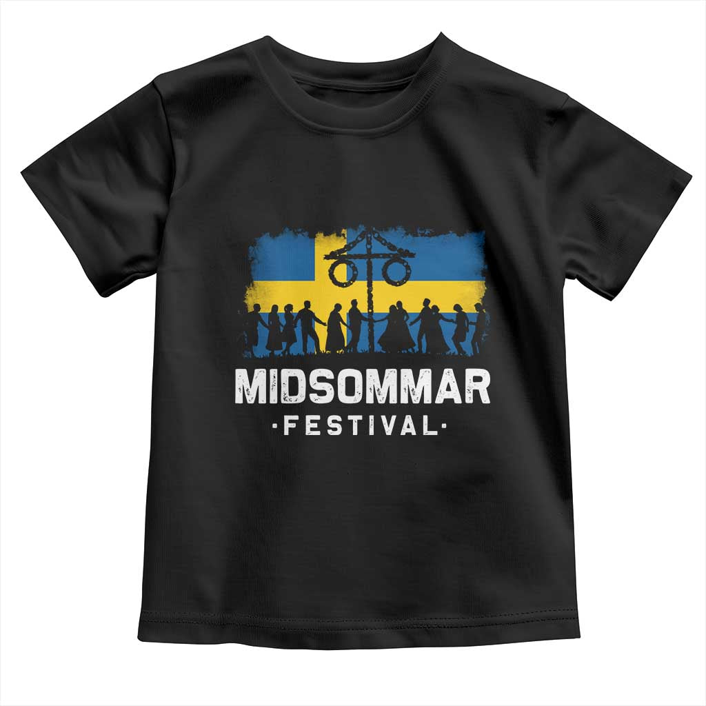 Funny Midsommar Festival Toddler T Shirt Sweden Summer Festival Maypole TS11 Black Print Your Wear