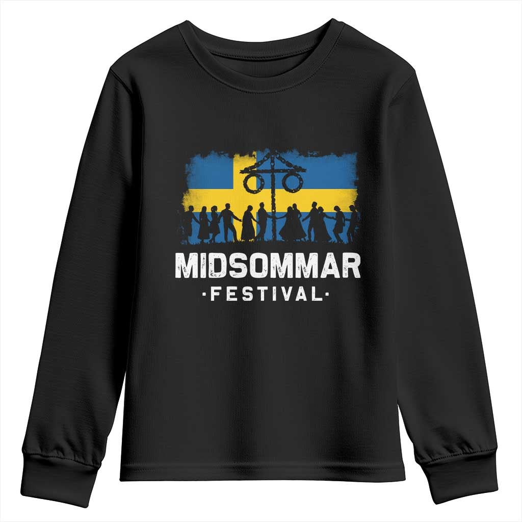 Funny Midsommar Festival Youth Sweatshirt Sweden Summer Festival Maypole TS11 Black Print Your Wear