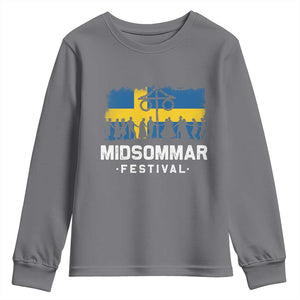 Funny Midsommar Festival Youth Sweatshirt Sweden Summer Festival Maypole TS11 Charcoal Print Your Wear