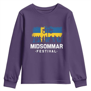 Funny Midsommar Festival Youth Sweatshirt Sweden Summer Festival Maypole TS11 Purple Print Your Wear