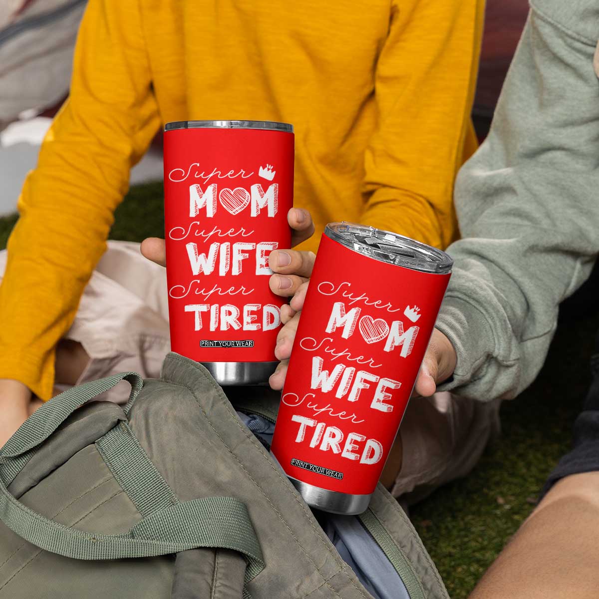 Funny Mom Tumbler Cup Super Mama Wife Tired Mothers Day Gift From Daughter Son TB10 Print Your Wear