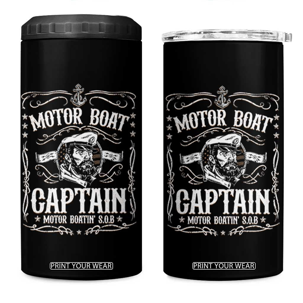 Funny Motor Boat Captain 4 in 1 Can Cooler Tumbler Pontoon Boating Motor Boatin Lake TS11 One Size: 16 oz Black Print Your Wear