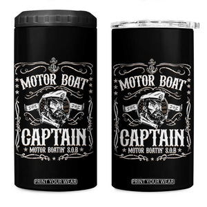 Funny Motor Boat Captain 4 in 1 Can Cooler Tumbler Pontoon Boating Motor Boatin Lake TS11 One Size: 16 oz Black Print Your Wear