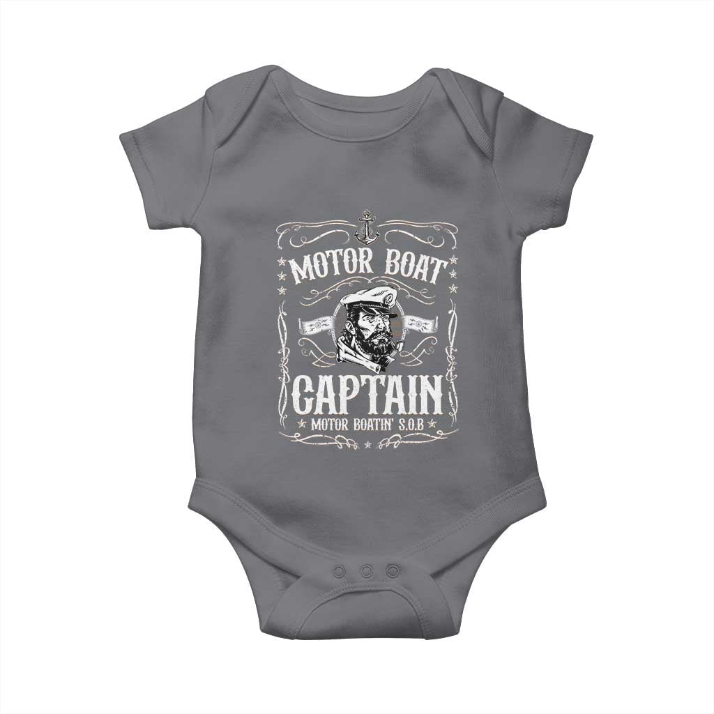 Funny Motor Boat Captain Baby Onesie Pontoon Boating Motor Boatin Lake TS11 Charcoal Print Your Wear