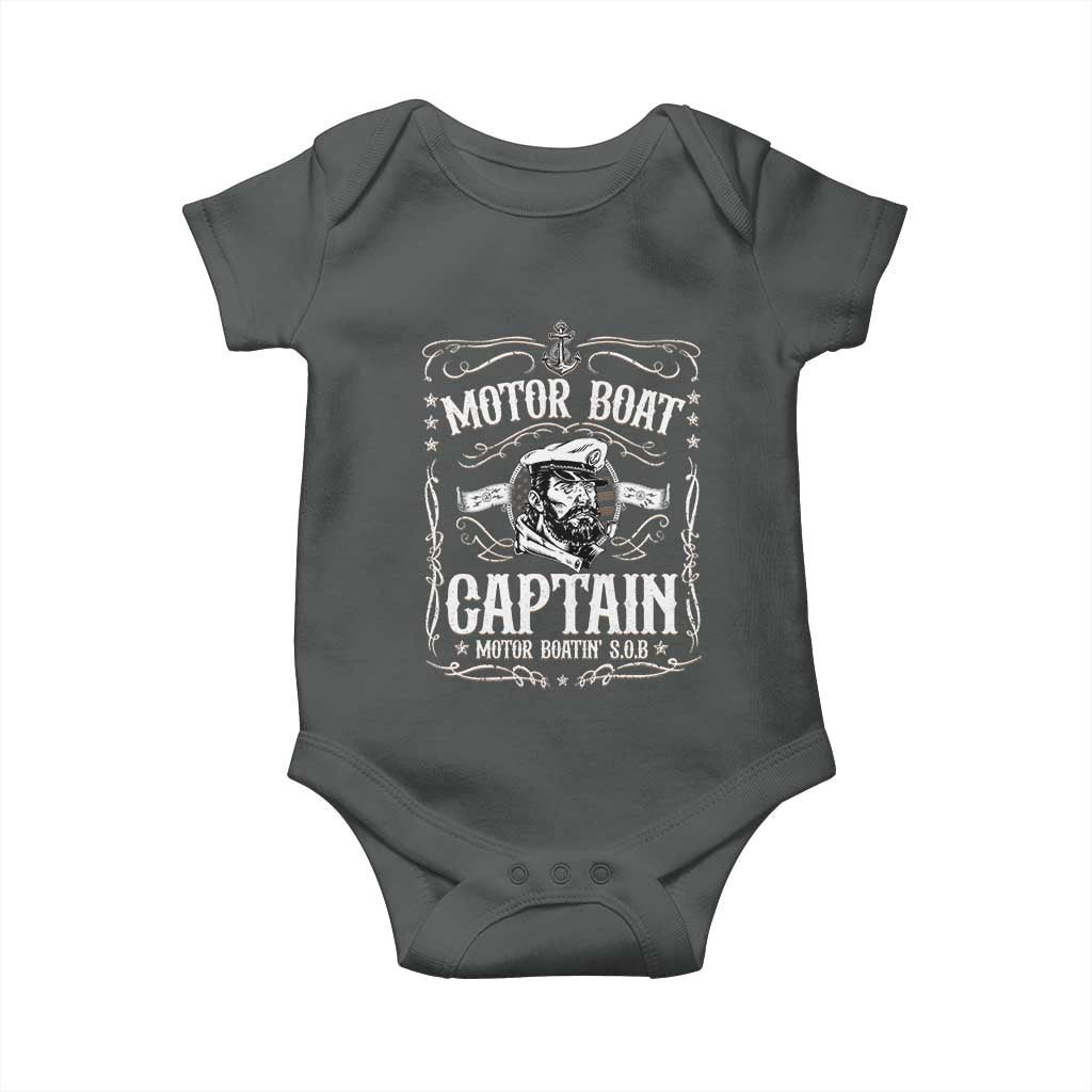 Funny Motor Boat Captain Baby Onesie Pontoon Boating Motor Boatin Lake TS11 Dark Heather Print Your Wear