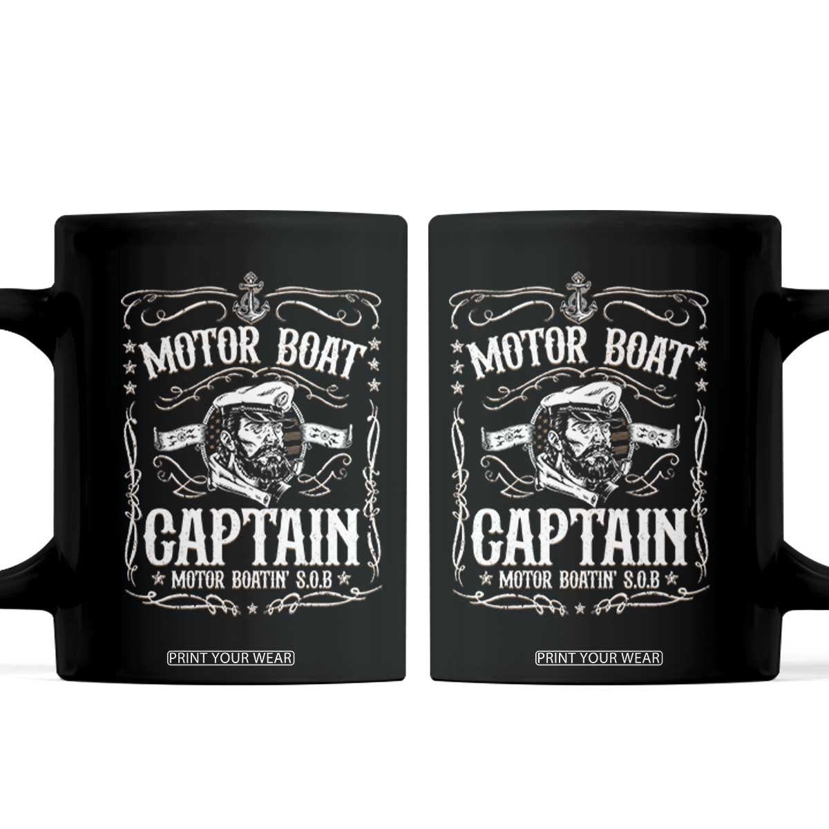 Funny Motor Boat Captain Coffee Mug Pontoon Boating Motor Boatin Lake TS11 Black Print Your Wear