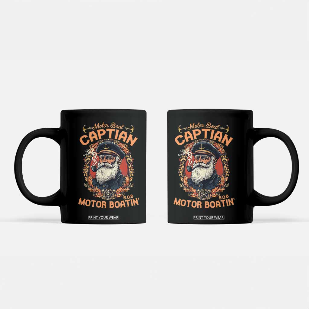 Funny Motor Boat Captain Coffee Mug Pontoon SOB Motor Boating Vintage TS02 Black Print Your Wear