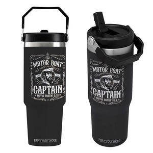 Funny Motor Boat Captain Flip Straw Tumbler Pontoon Boating Motor Boatin Lake TS11 One Size: 30 oz Black Print Your Wear