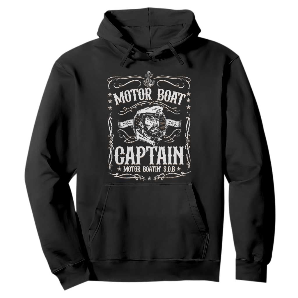 Funny Motor Boat Captain Hoodie Pontoon Boating Motor Boatin Lake TS11 Black Print Your Wear