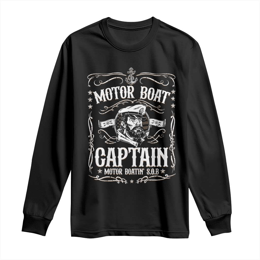 Funny Motor Boat Captain Long Sleeve Shirt Pontoon Boating Motor Boatin Lake TS11 Black Print Your Wear