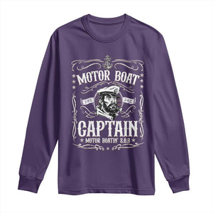 Funny Motor Boat Captain Long Sleeve Shirt Pontoon Boating Motor Boatin Lake TS11 Purple Print Your Wear