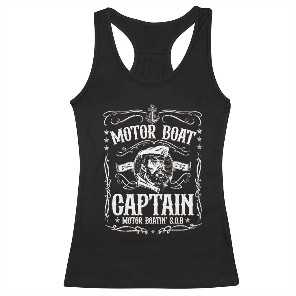 Funny Motor Boat Captain Racerback Tank Top Pontoon Boating Motor Boatin Lake TS11 Black Print Your Wear