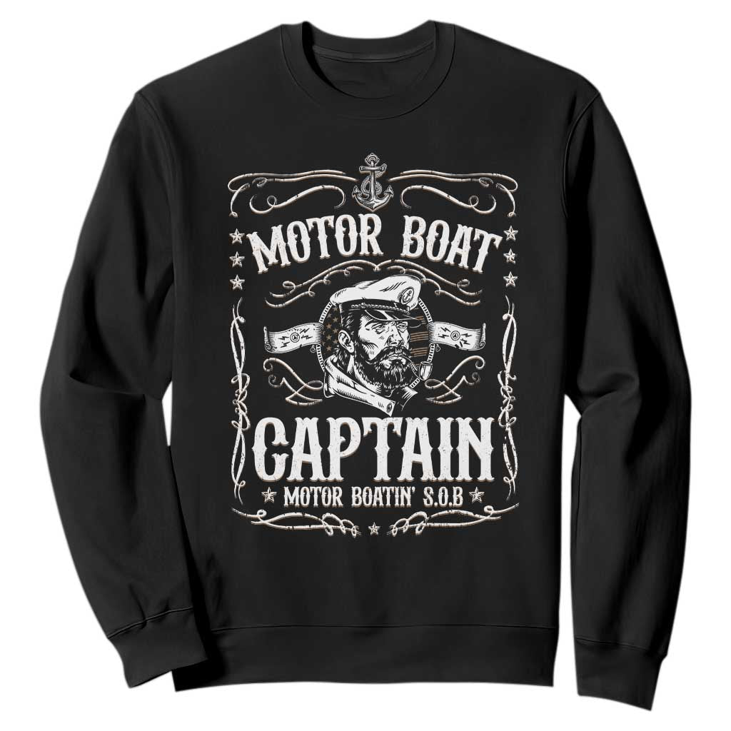 Funny Motor Boat Captain Sweatshirt Pontoon Boating Motor Boatin Lake TS11 Black Print Your Wear