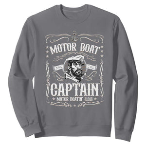 Funny Motor Boat Captain Sweatshirt Pontoon Boating Motor Boatin Lake TS11 Charcoal Print Your Wear