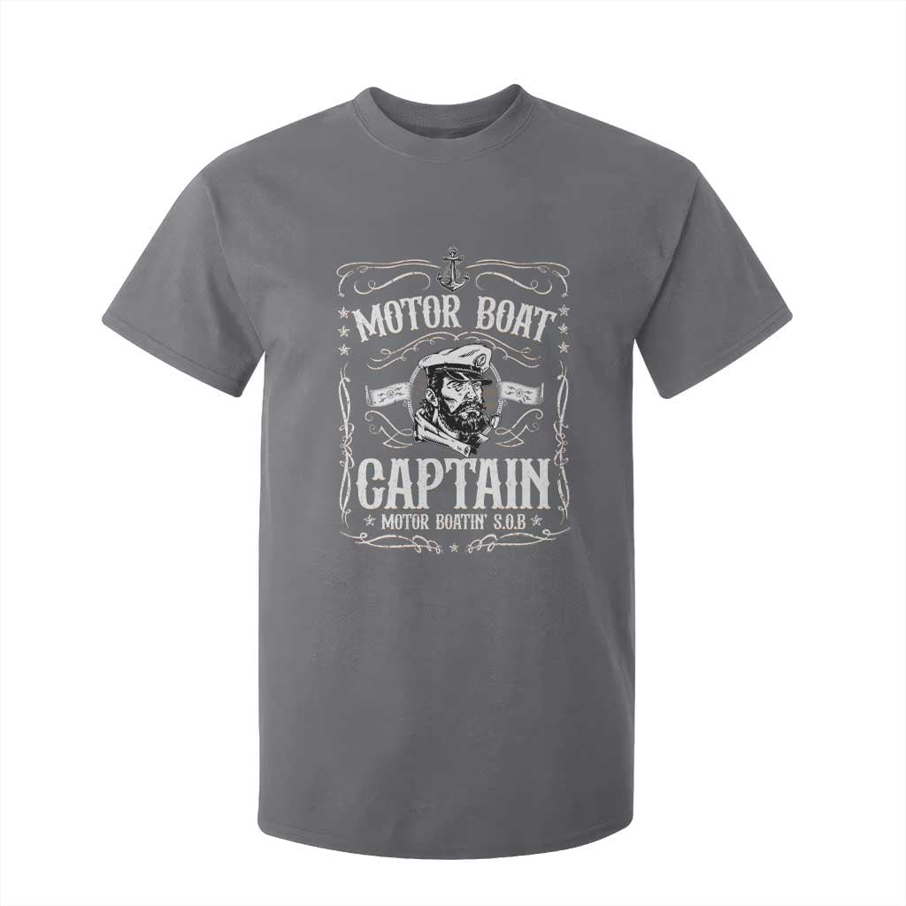 Funny Motor Boat Captain T Shirt For Kid Pontoon Boating Motor Boatin Lake TS11 Charcoal Print Your Wear