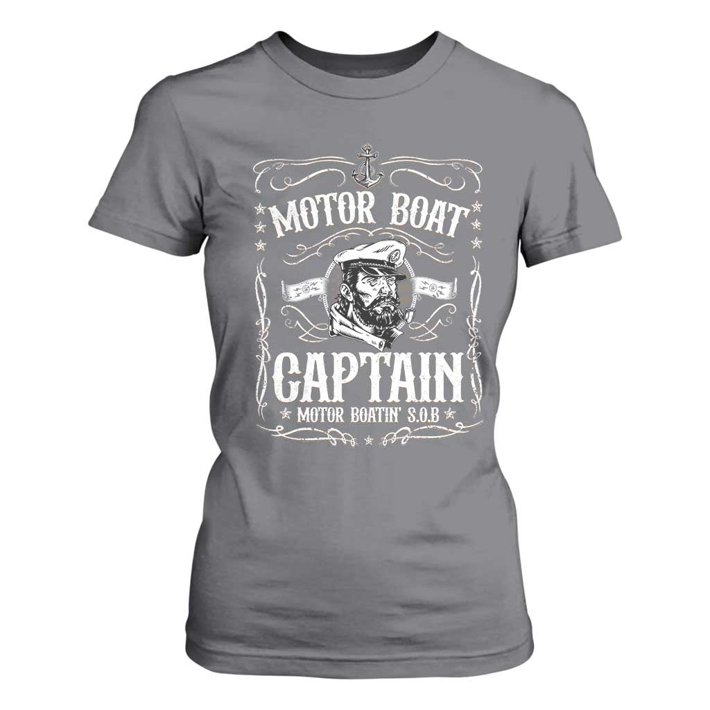 Funny Motor Boat Captain T Shirt For Women Pontoon Boating Motor Boatin Lake TS11 Charcoal Print Your Wear