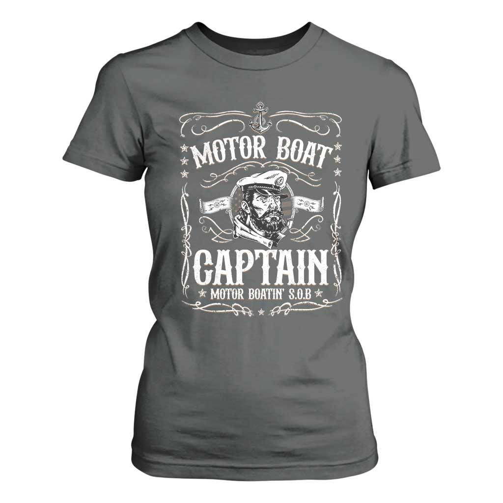 Funny Motor Boat Captain T Shirt For Women Pontoon Boating Motor Boatin Lake TS11 Dark Heather Print Your Wear