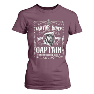Funny Motor Boat Captain T Shirt For Women Pontoon Boating Motor Boatin Lake TS11 Maroon Print Your Wear