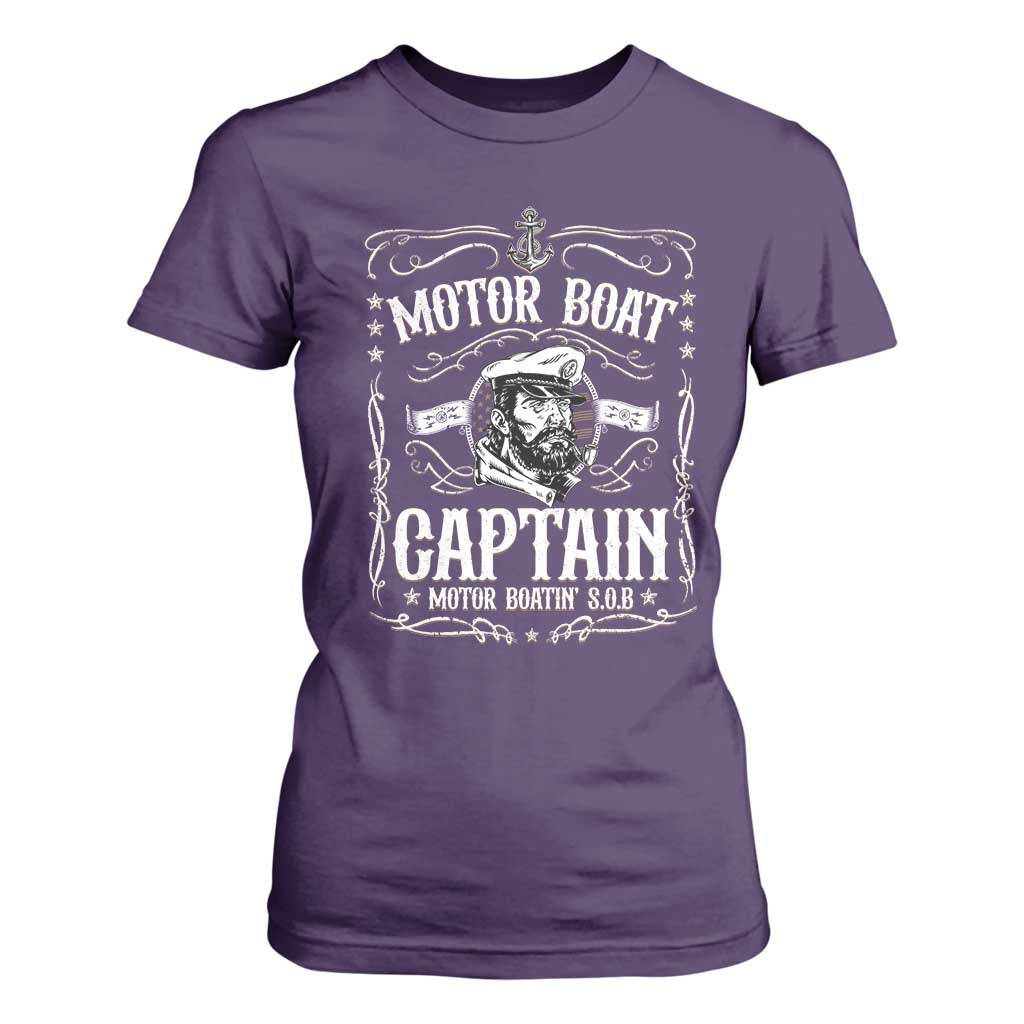 Funny Motor Boat Captain T Shirt For Women Pontoon Boating Motor Boatin Lake TS11 Purple Print Your Wear