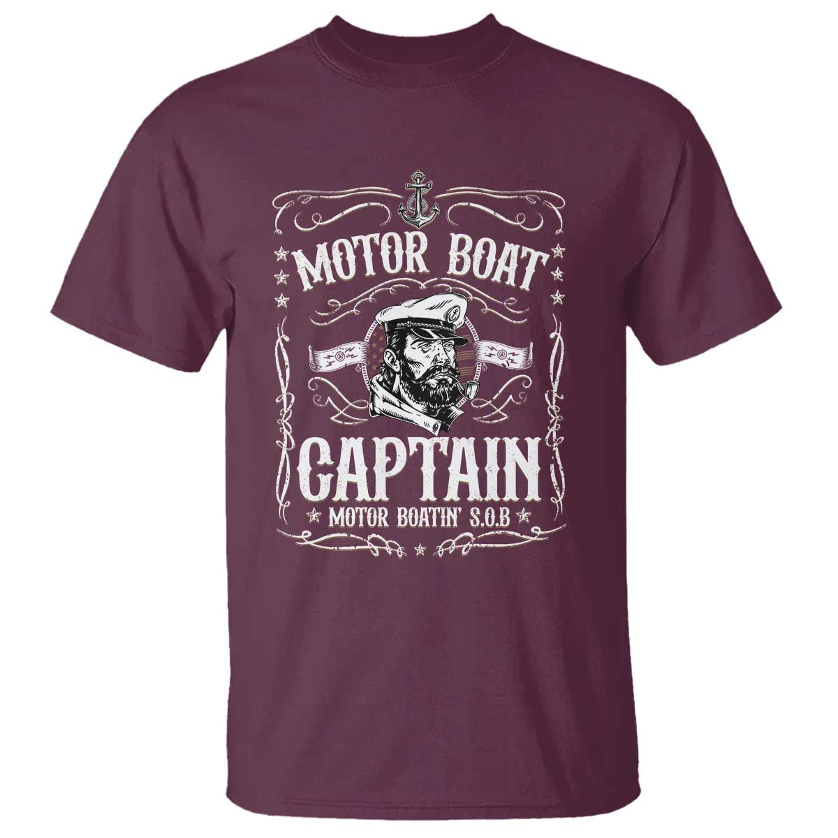 Funny Motor Boat Captain T Shirt Pontoon Boating Motor Boatin Lake TS11 Maroon Print Your Wear