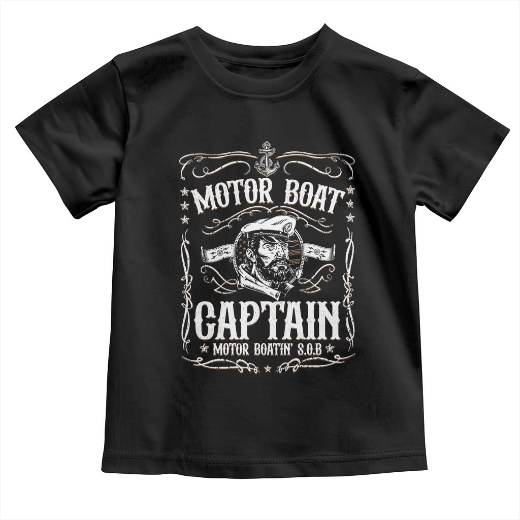 Funny Motor Boat Captain Toddler T Shirt Pontoon Boating Motor Boatin Lake TS11 Black Print Your Wear
