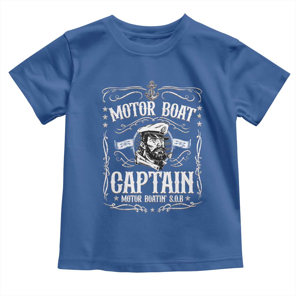 Funny Motor Boat Captain Toddler T Shirt Pontoon Boating Motor Boatin Lake TS11 Royal Blue Print Your Wear