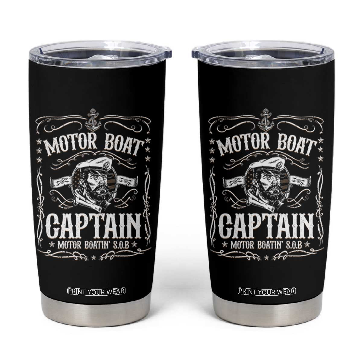 Funny Motor Boat Captain Tumbler Cup Pontoon Boating Motor Boatin Lake TS11 Black Print Your Wear