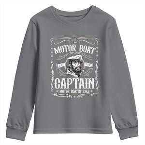 Funny Motor Boat Captain Youth Sweatshirt Pontoon Boating Motor Boatin Lake TS11 Charcoal Print Your Wear