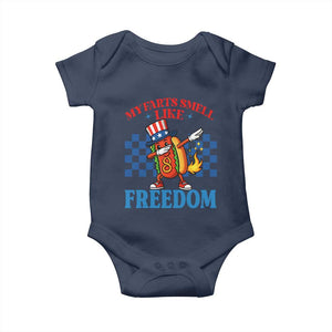 Funny My Farts Smell Like Freedom Baby Onesie July 4th Hot Dog Lover TS11 Navy Print Your Wear