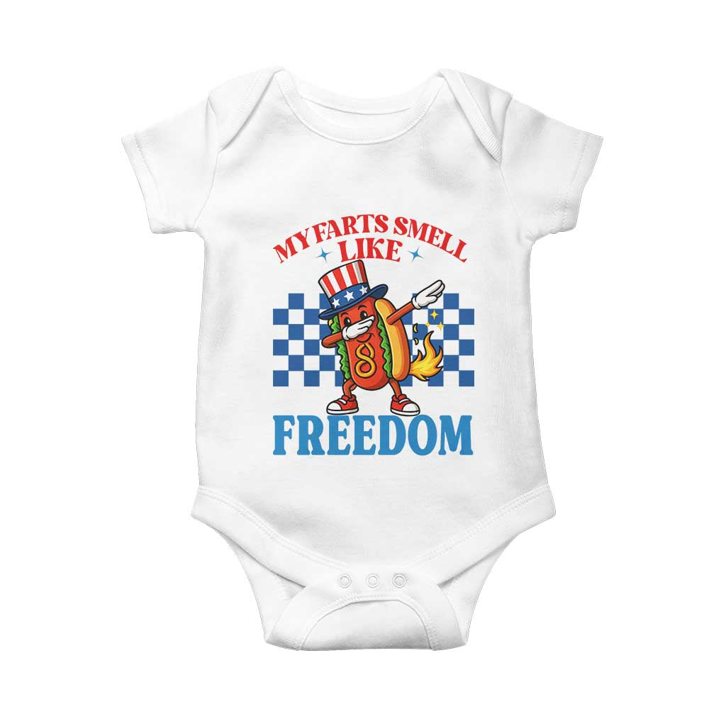Funny My Farts Smell Like Freedom Baby Onesie July 4th Hot Dog Lover TS11 White Print Your Wear