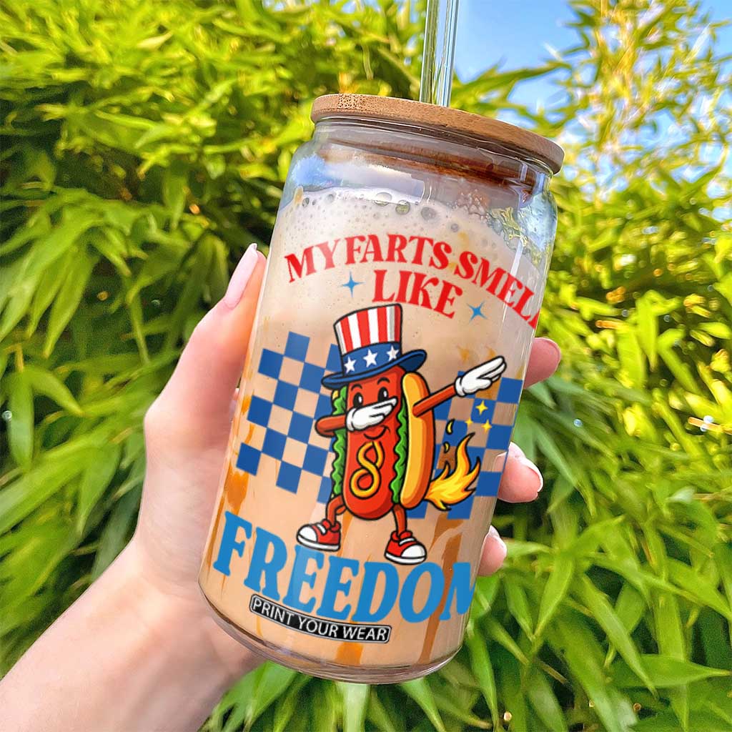 Funny My Farts Smell Like Freedom Glass Can July 4th Hot Dog Lover TS11 Print Your Wear
