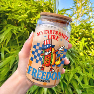 Funny My Farts Smell Like Freedom Glass Can July 4th Hot Dog Lover TS11 Print Your Wear