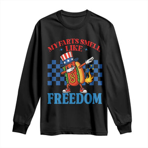 Funny My Farts Smell Like Freedom Long Sleeve Shirt July 4th Hot Dog Lover TS11 Black Print Your Wear