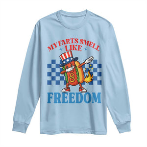 Funny My Farts Smell Like Freedom Long Sleeve Shirt July 4th Hot Dog Lover TS11 Light Blue Print Your Wear