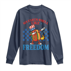 Funny My Farts Smell Like Freedom Long Sleeve Shirt July 4th Hot Dog Lover TS11 Navy Print Your Wear