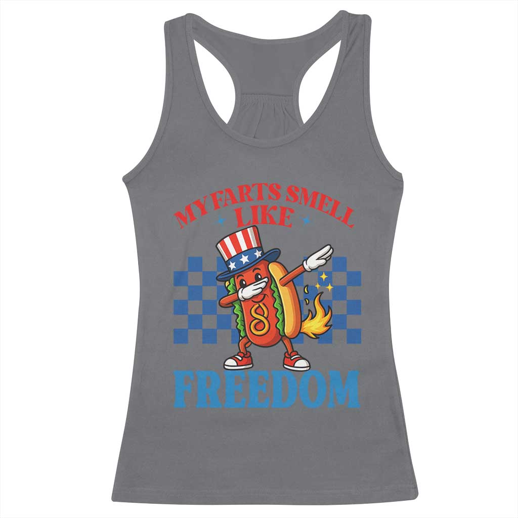 Funny My Farts Smell Like Freedom Racerback Tank Top July 4th Hot Dog Lover TS11 Charcoal Print Your Wear