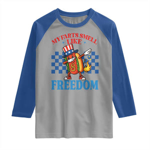 Funny My Farts Smell Like Freedom Raglan Shirt July 4th Hot Dog Lover TS11 Sport Gray Royal Print Your Wear